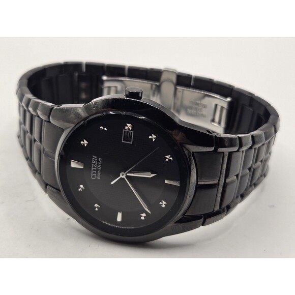 Citizen AU1054-54G Corso Eco Drive Black & Silver Stainless Steel Diamond Watch - Picture 13 of 14